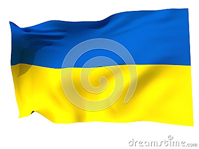 Ukraine National Flag Waving isolated on White Background Cartoon Illustration